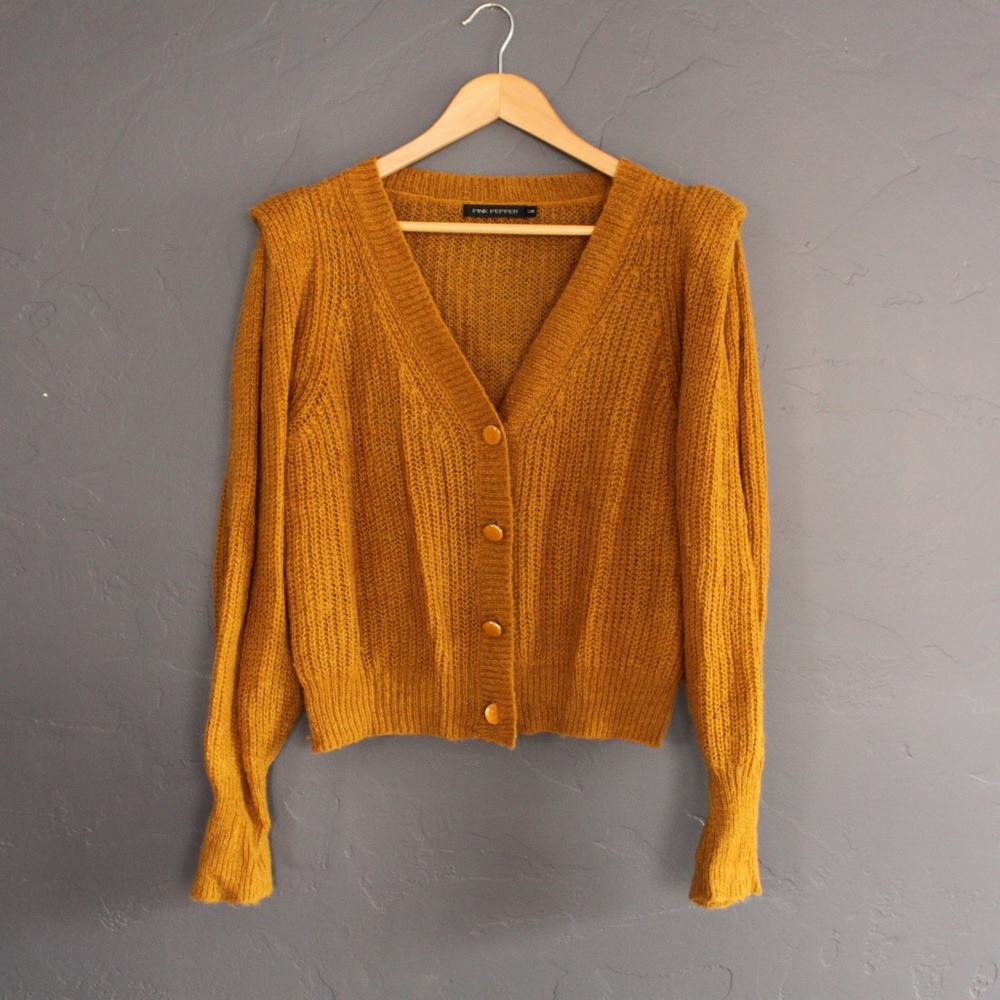 Mustard mohair cardigan